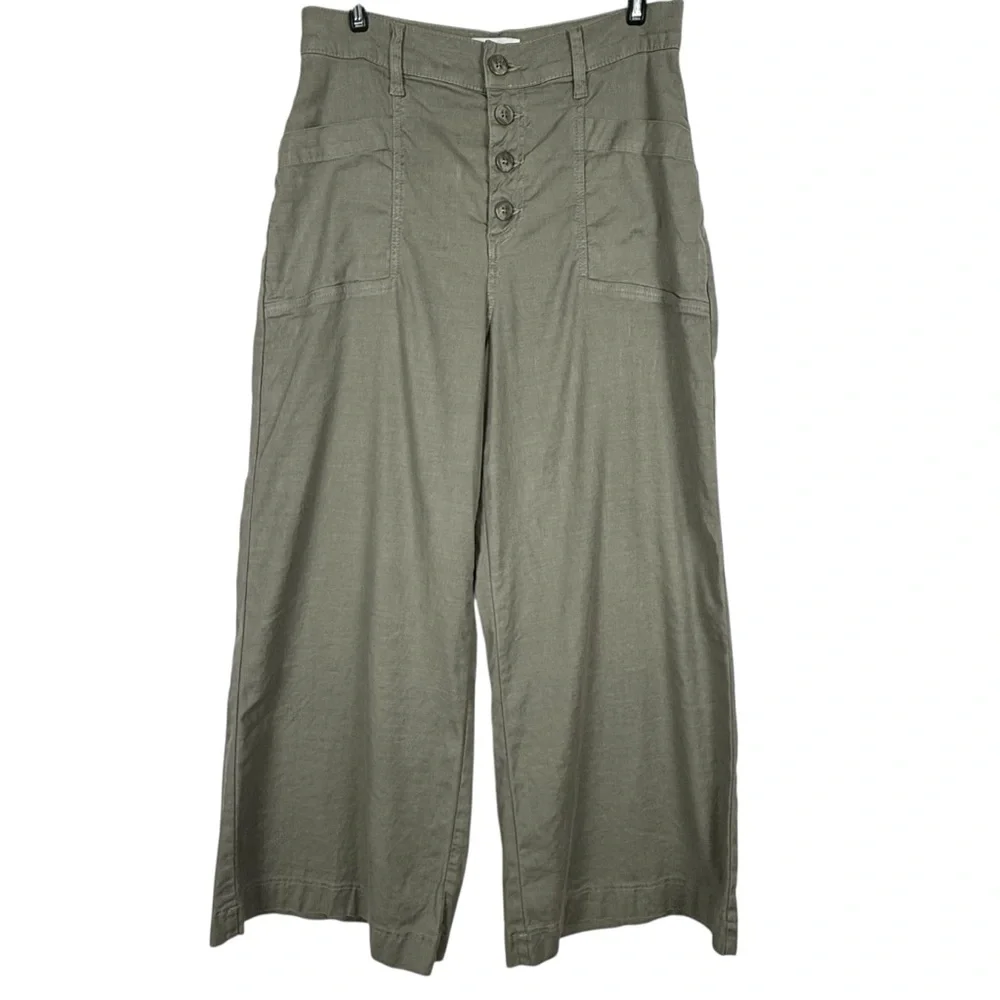 EVEREVE Joelle Wide Leg Pant Size 27 Linen/Lyocell Light Olive - Picture 5 of 16